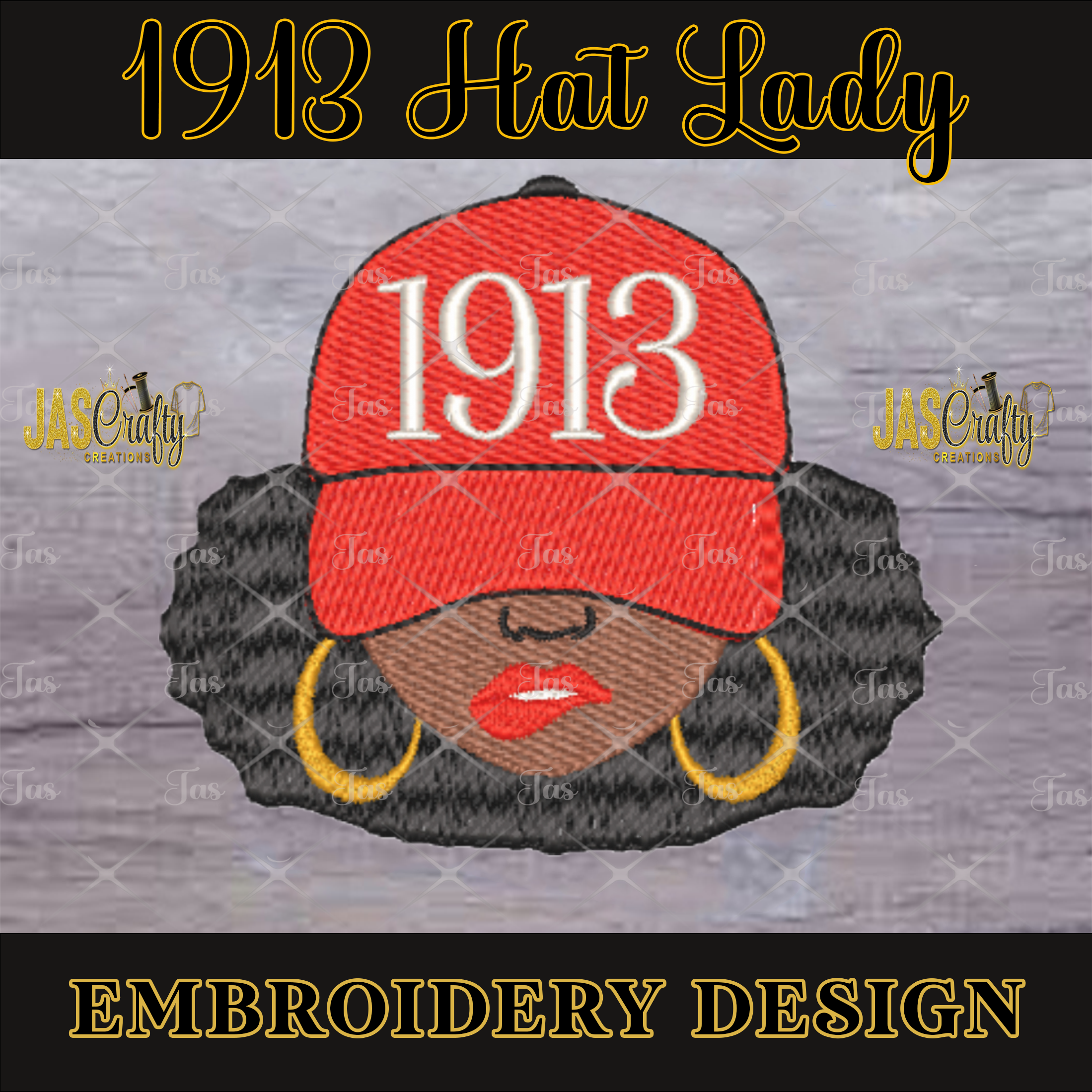 1913 HAT LADY EMBROIDERY DESIGN