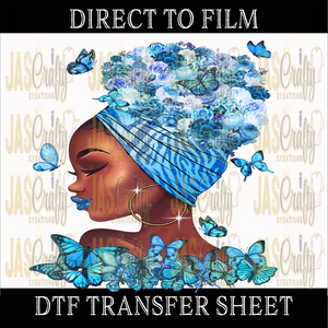 BLUE BUTTERFLIES QUEEN READY TO PRESS TRANSFER