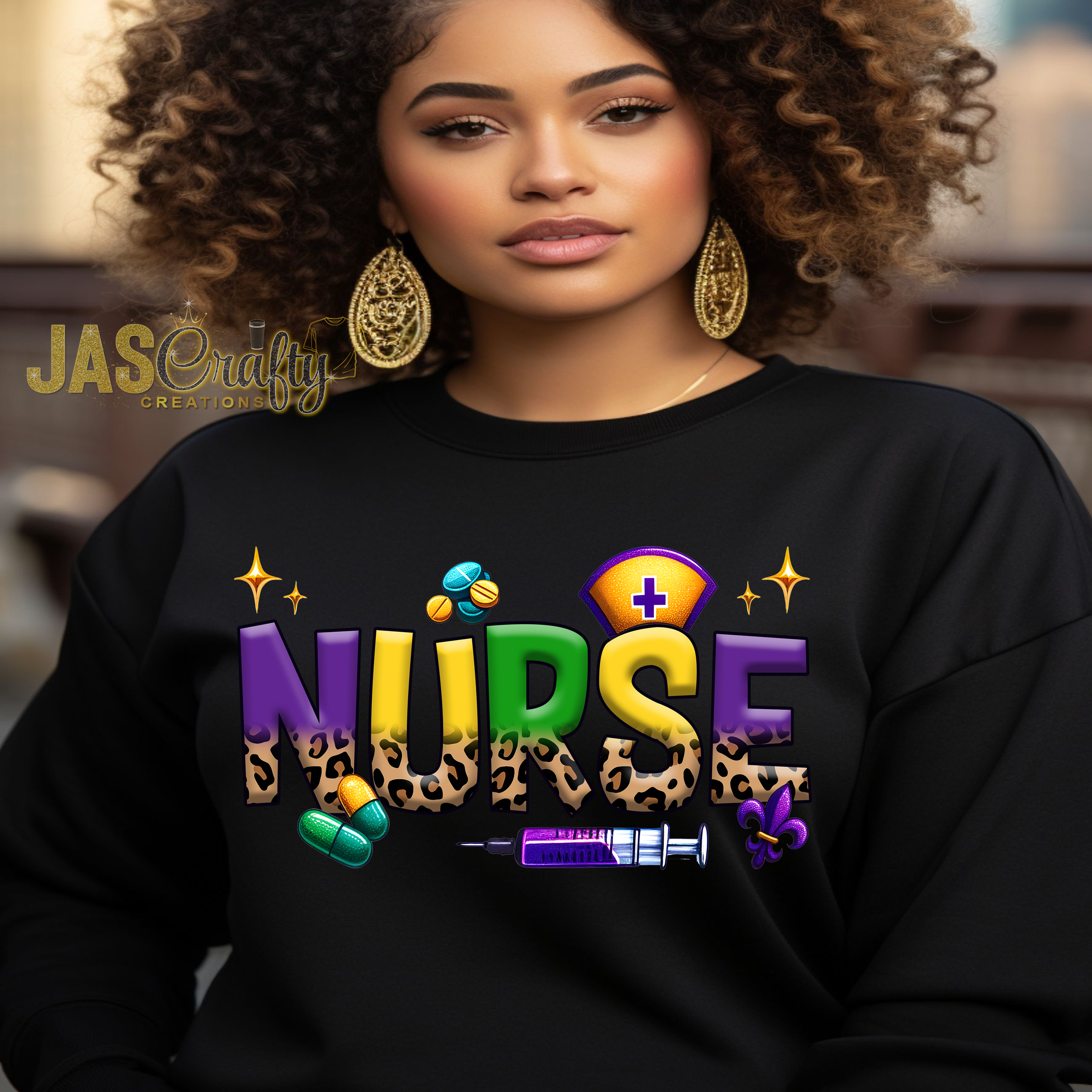 NURSE MARDI GRAS SWEATSHIRT