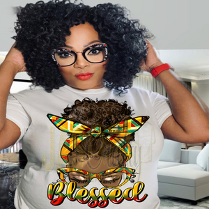 BLESSED AFRO BUN LADY TSHIRT