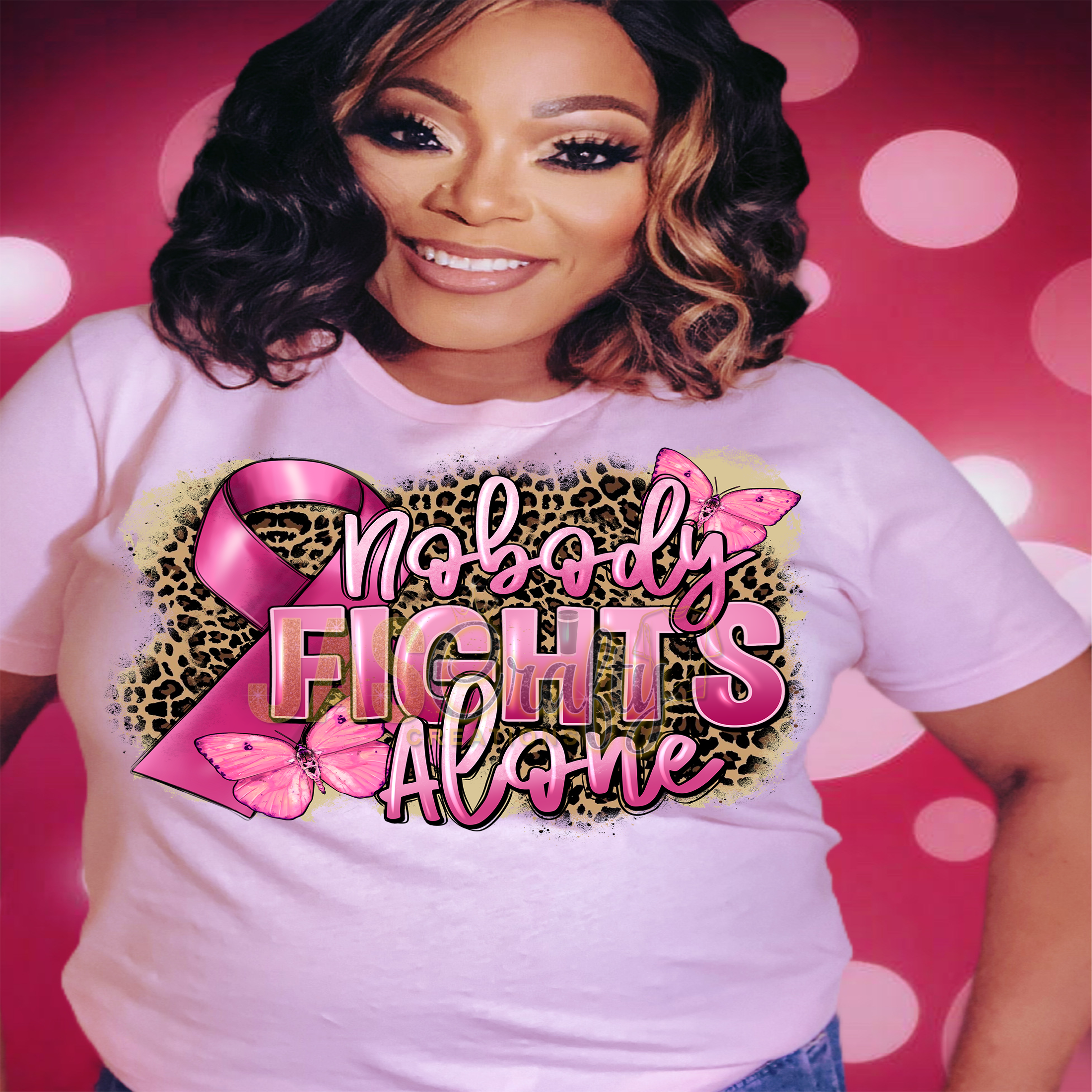 BREAST CANCER NOBODY FIGHTS ALONE LEOPARD TSHIRT