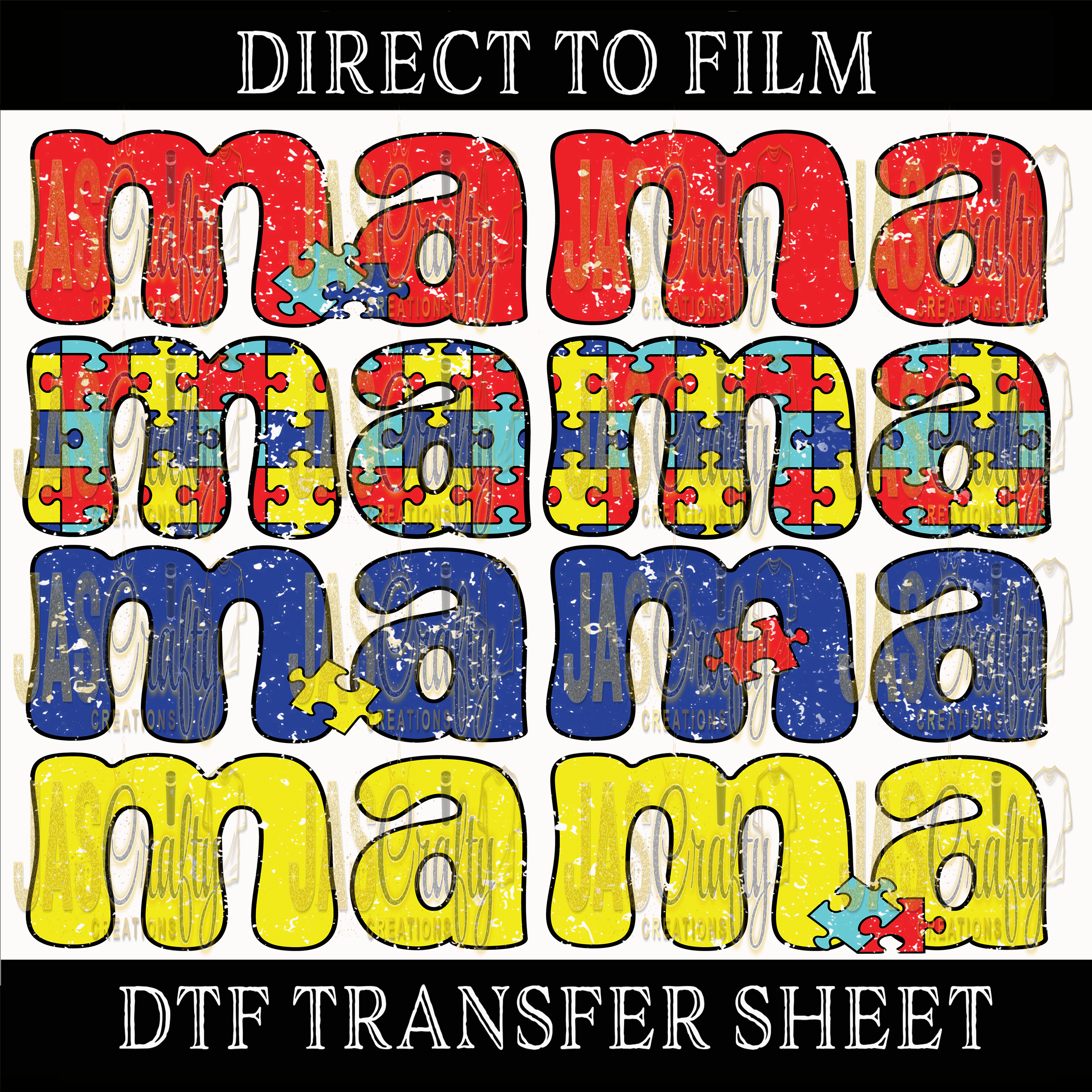 DISTRESSED MAMA AUTISM READY TO PRESS TRANSFER