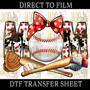 BASEBALL MOM DOTS READY TO PRESS TRANSFER