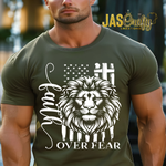 Load image into Gallery viewer, FAITH OVER FEAR LION TSHIRT
