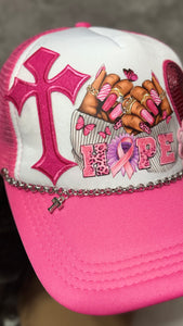 BREAST CANCER HOPE NAILS TRUCKER HAT