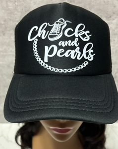 CHUCKS AND PEARLS TRUCKER HAT