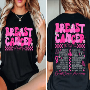 BREAST CANCER TOUR FRONT AND BACK DESIGN  T-SHIRT