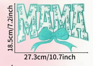 MAMA BOW CHENILLE SEQUIN IRON ON PATCH