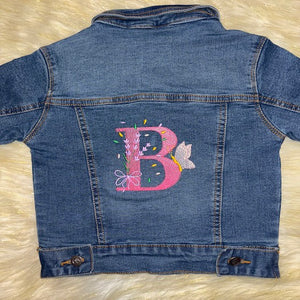 GIRLS PERSONALIZED BUTTERFLY EMBROIDERED DENIM JACKET