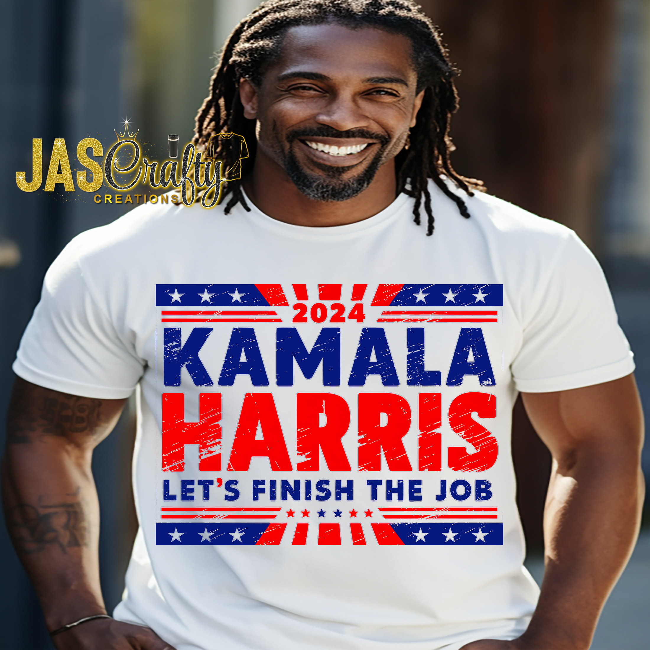 KAMALA LETS FINISH THE JOB DISTRESSED  T- SHIRT