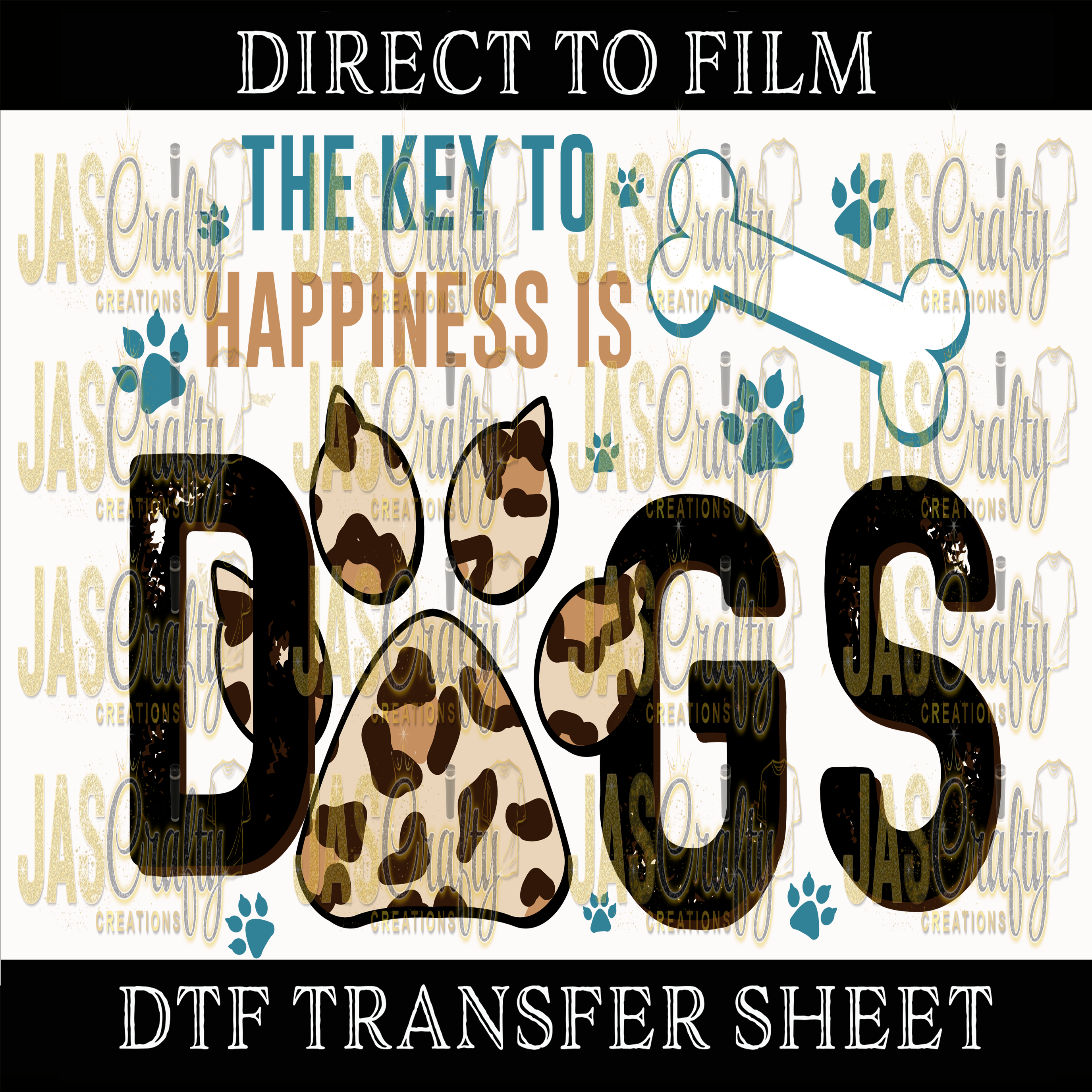 KEY TO HAPPINESS IS DOGS READY TO PRESS TRANSFER