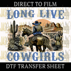 LONG LIVE COWGIRLS BLUE READY TO PRESS TRANSFER