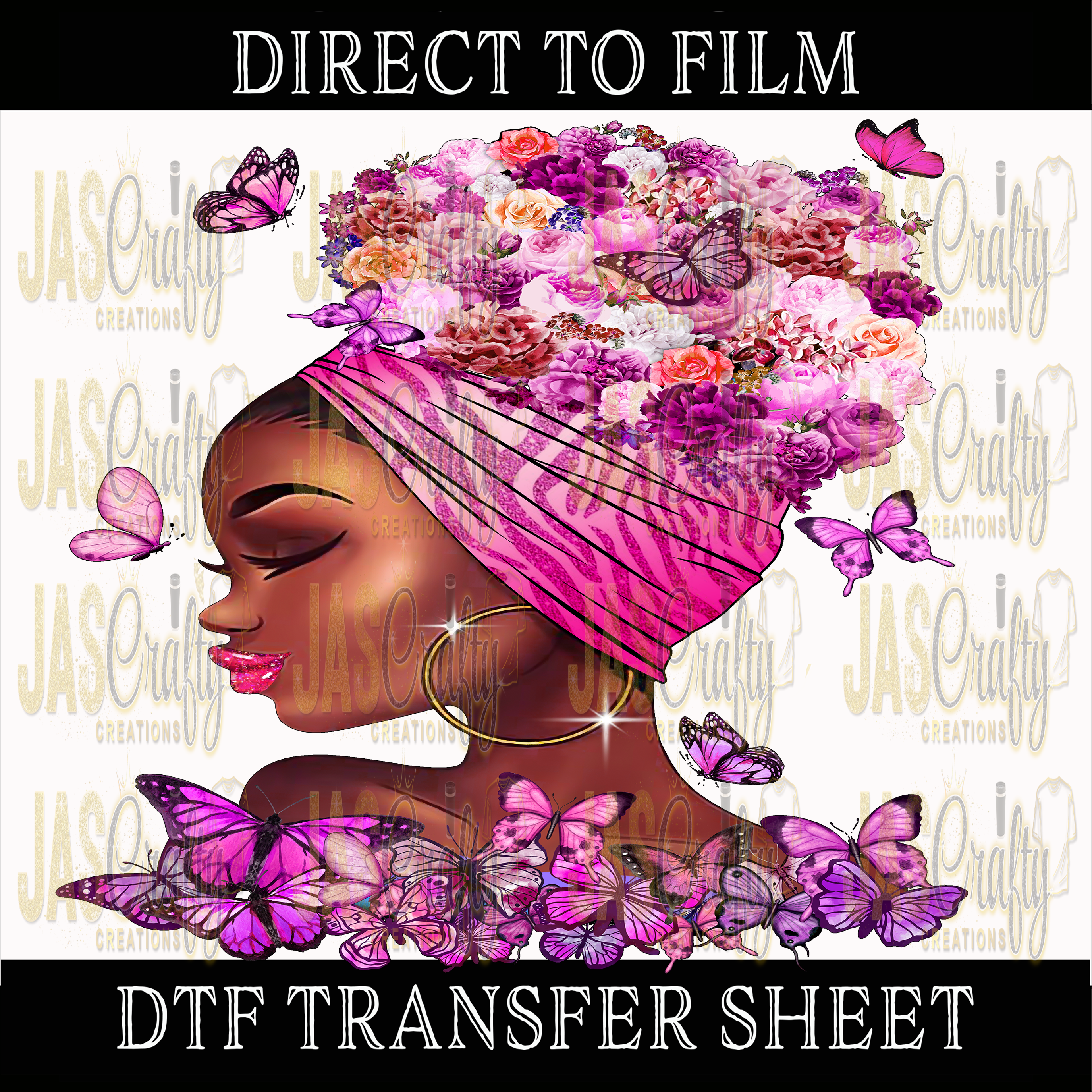 MAGENTA BUTTERFLY QUEEN READY TO PRESS TRANSFER