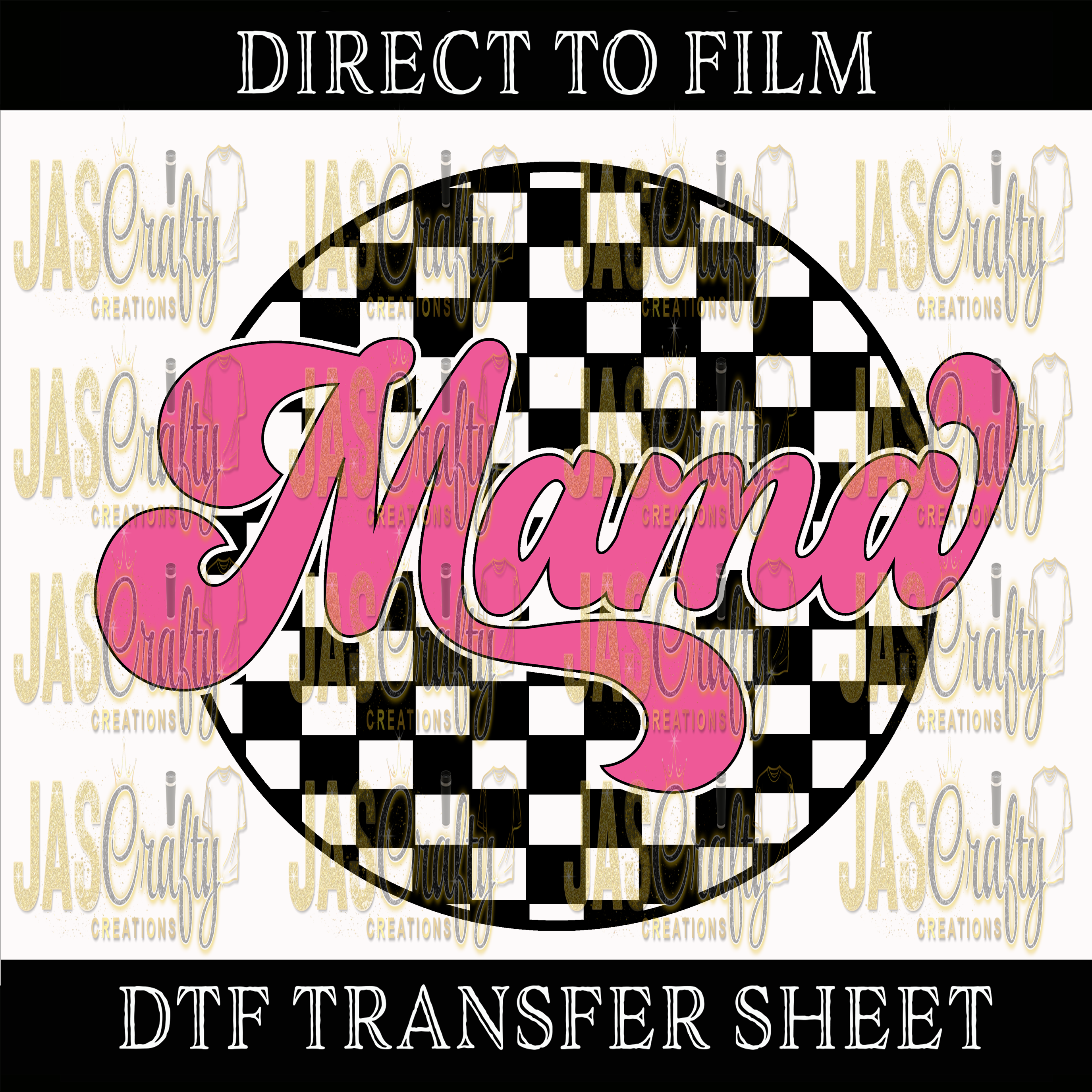 RETRO MAMA CHECKERBOARD READY TO PRESS TRANSFER