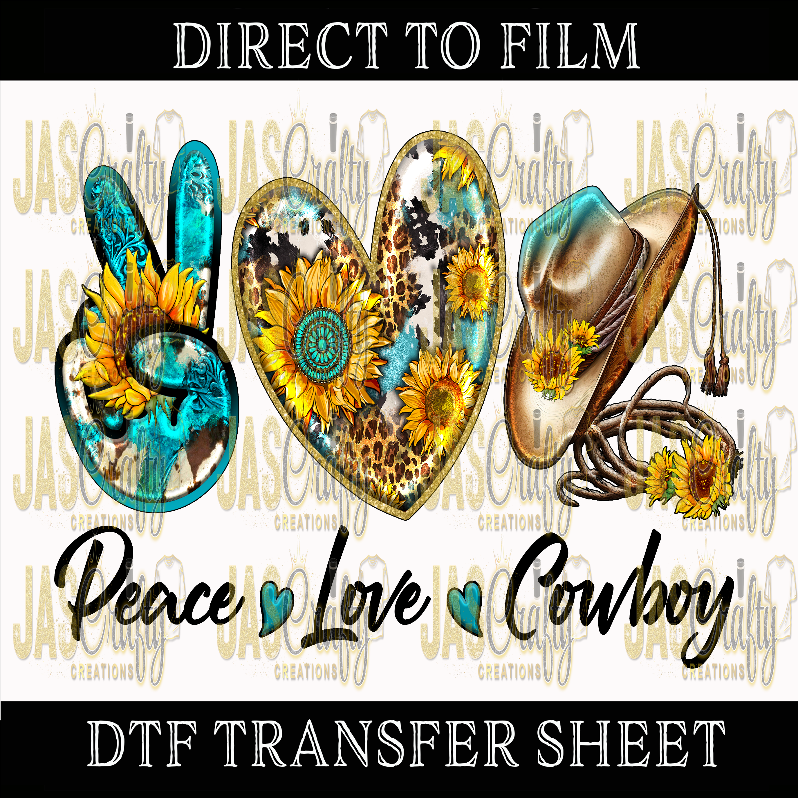 PEACE LOVE COWBOY READY TO PRESS TRANSFER