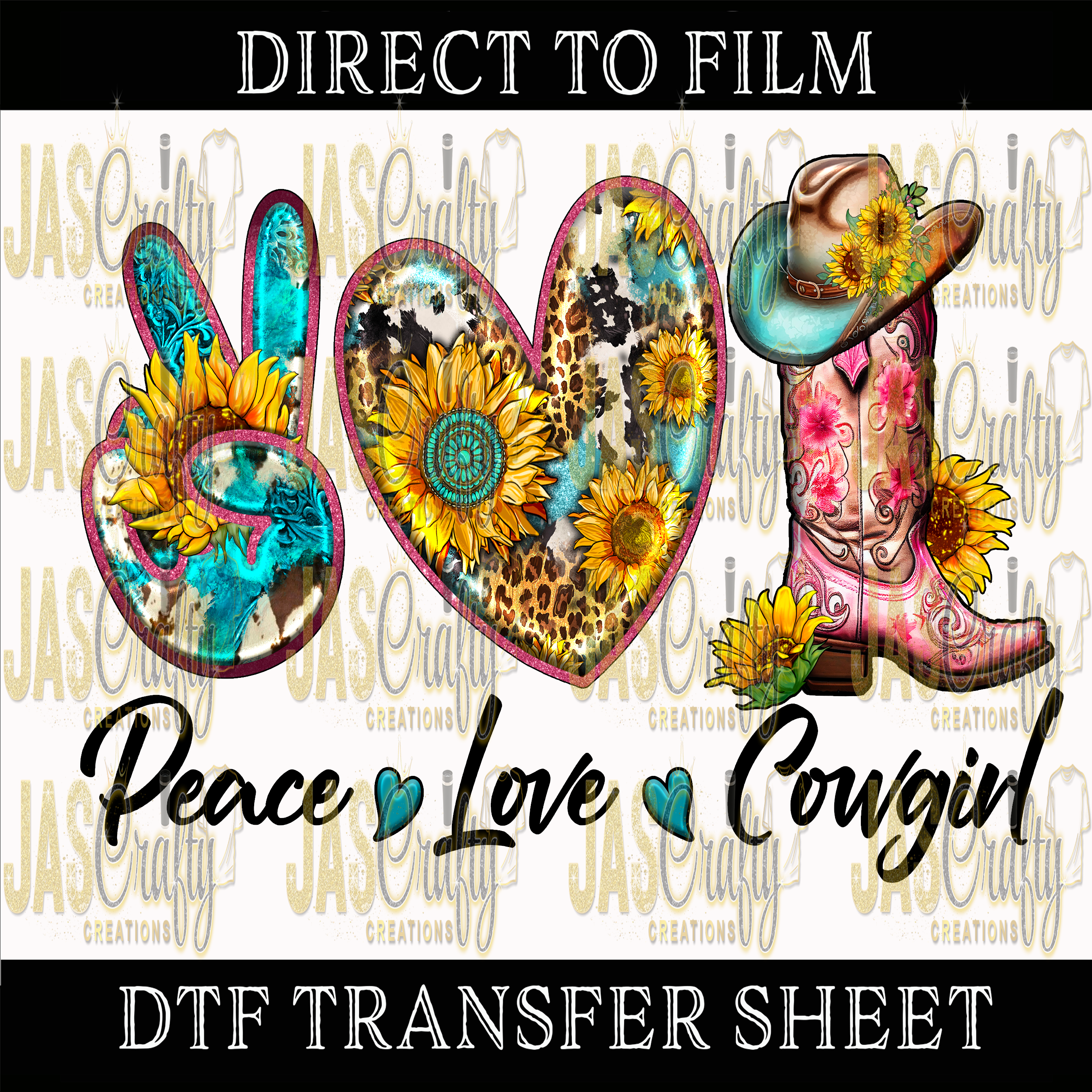 PEACE LOVE COWGIRL READY TO PRESS TRANSFER