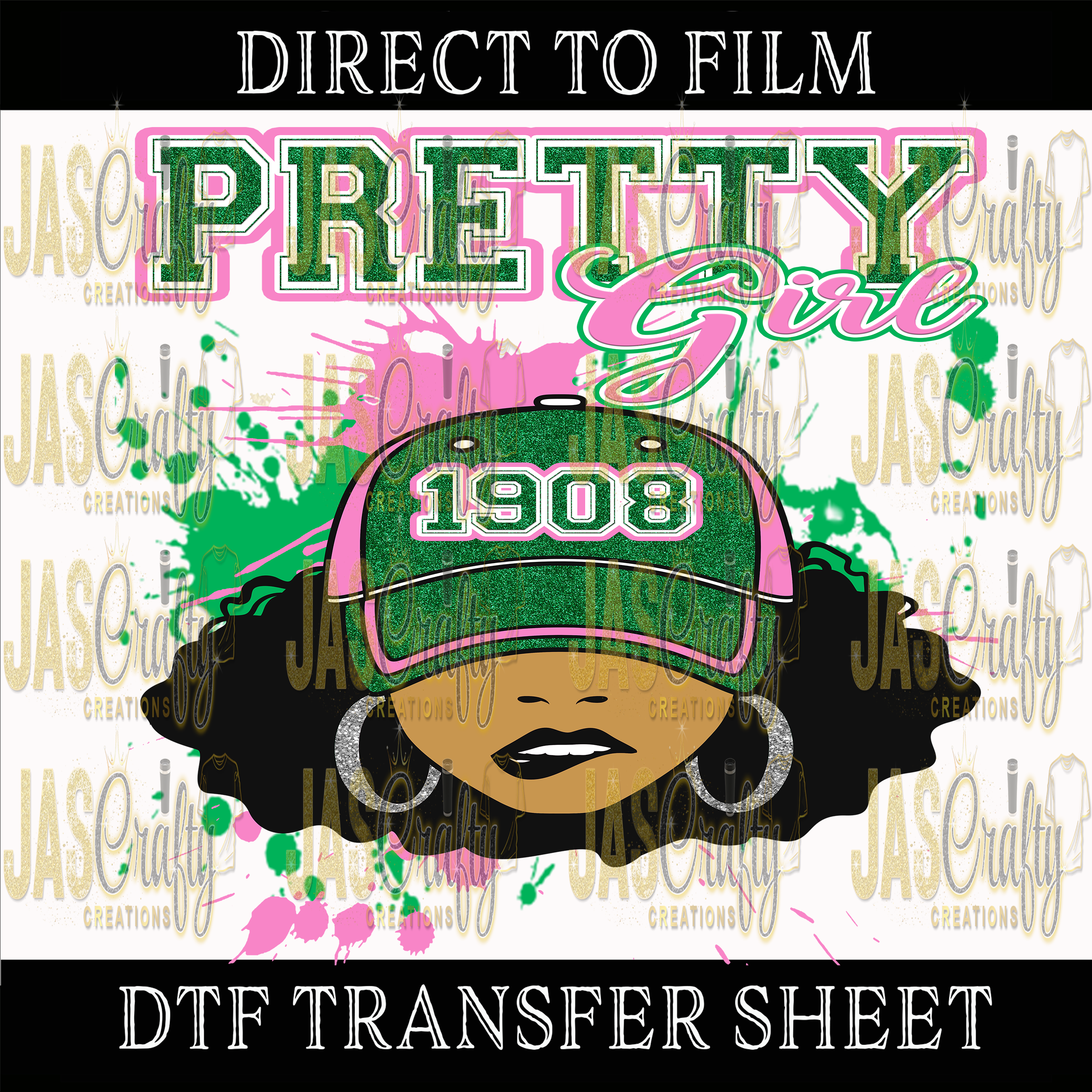 PRETTY GIRL HAT GIRL 1908 READY TO PRESS TRANSFER