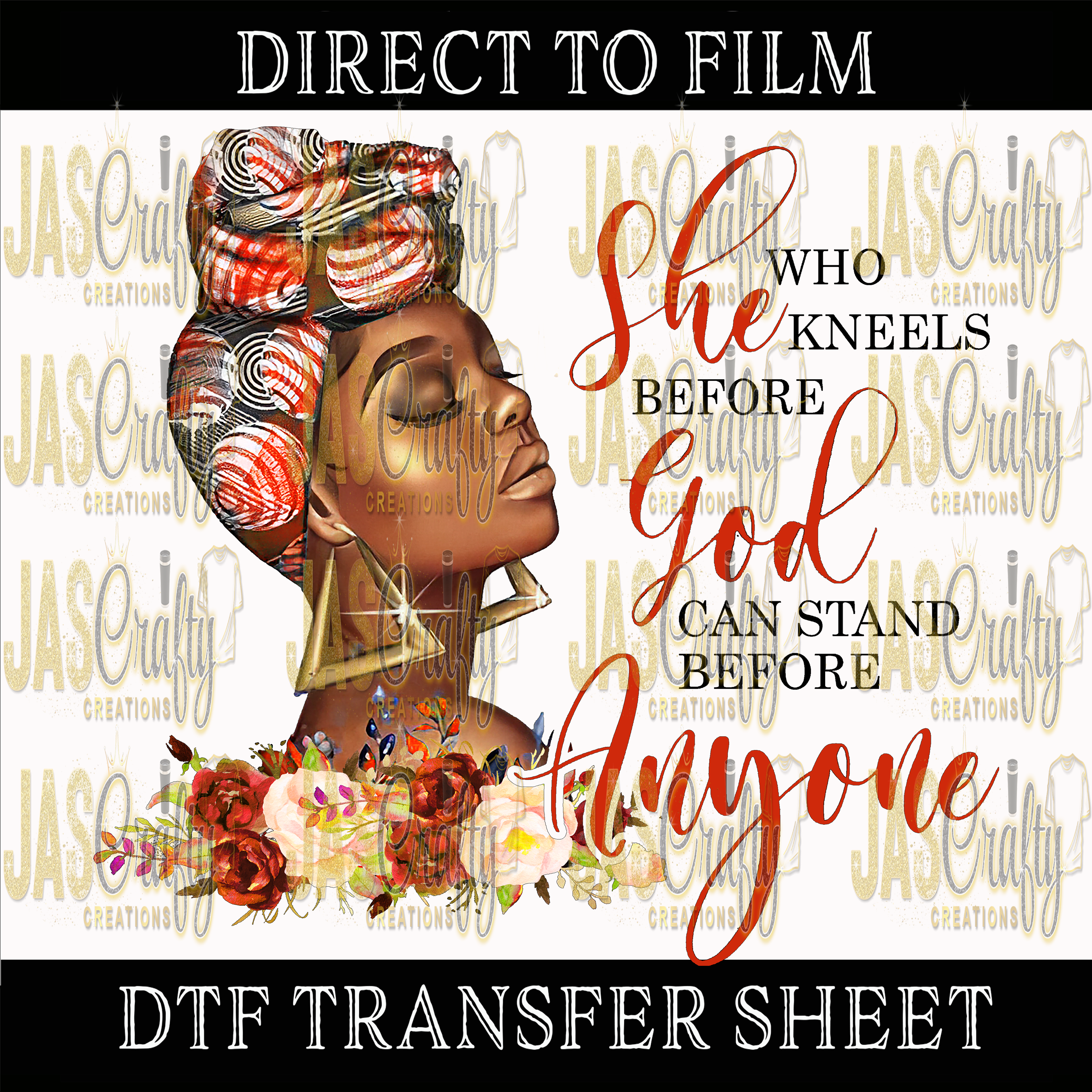 SHE WHO KNEELS READY TO PRESS TRANSFER