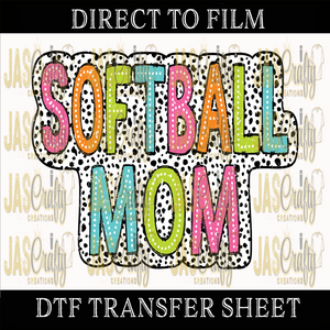 SOFTBALL MOM DOTS READY TO PRESS TRANSFER