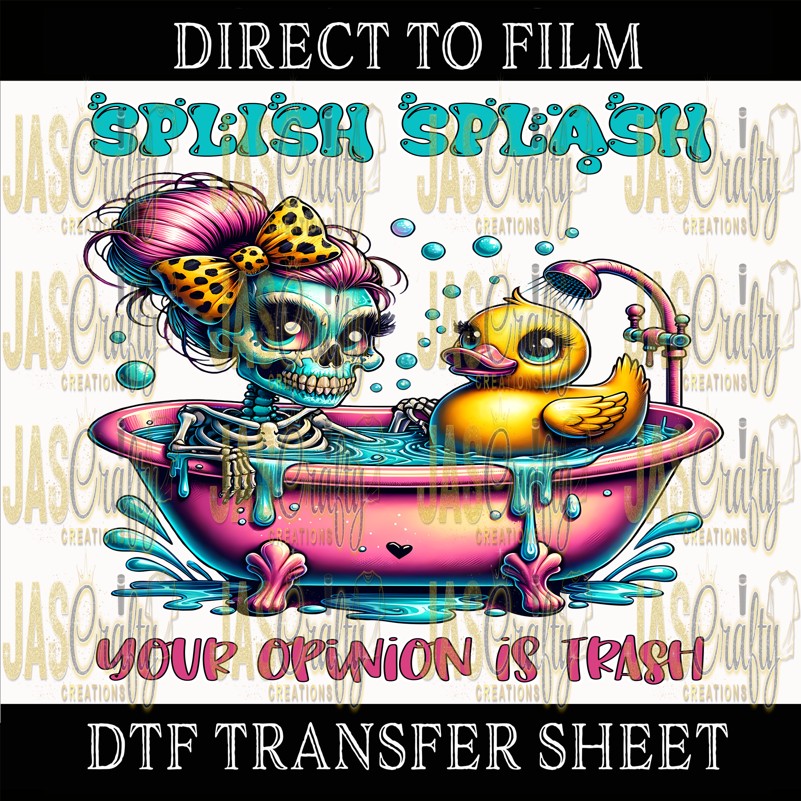 SPLISH SPLASH SKELETON READY TO PRESS TRANSFER