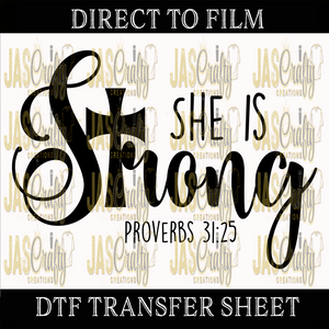 SHE IS STRONG CROSS READY TO PRESS TRANSFER