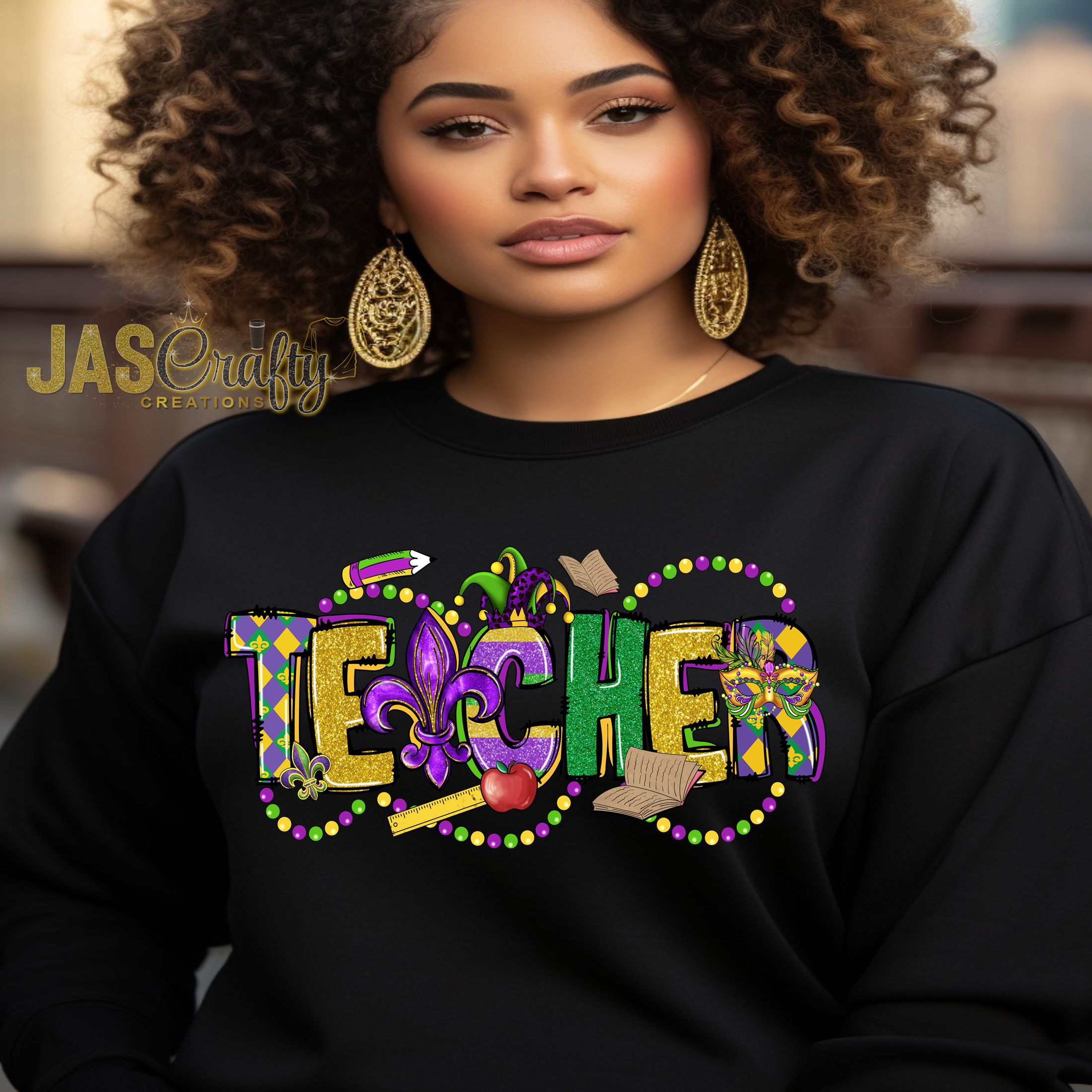 TEACHER MARDI GRAS SWEATSHIRT