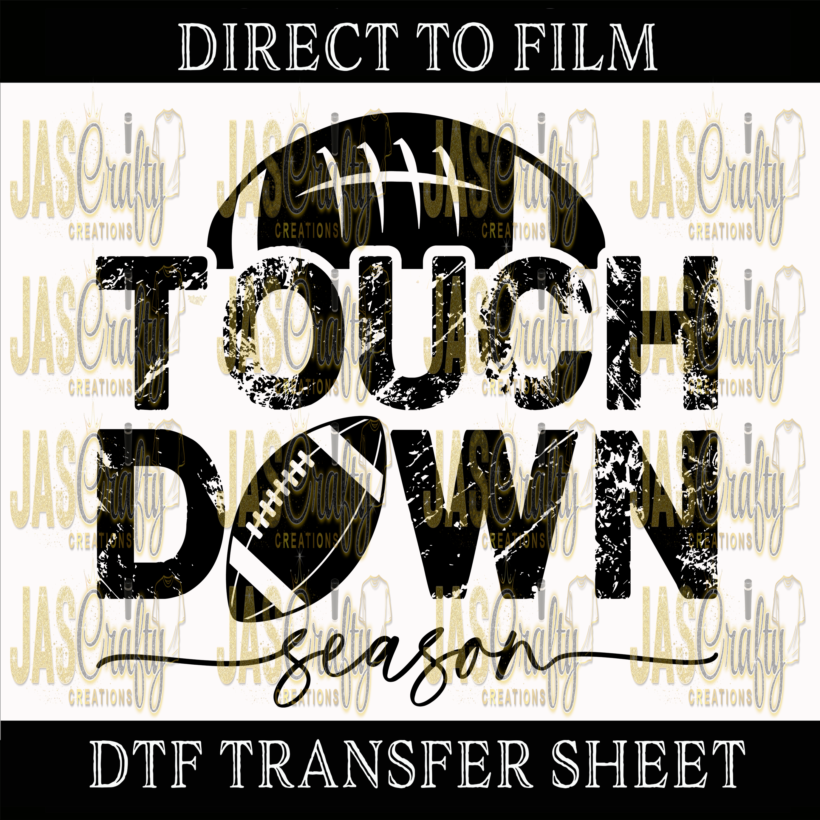 TOUCH DOWN DISTRESSED READY TO PRESS TRANSFER